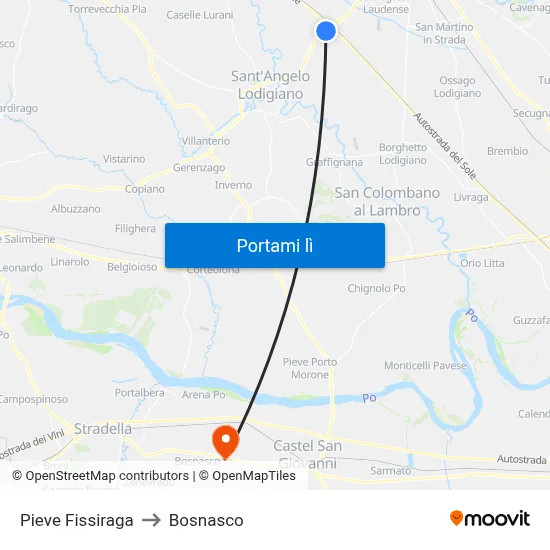 Pieve Fissiraga to Bosnasco map