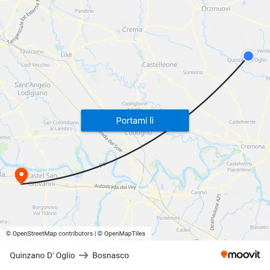 Quinzano D' Oglio to Bosnasco map