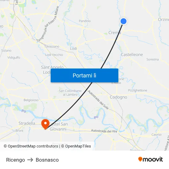 Ricengo to Bosnasco map