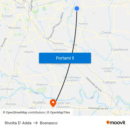 Rivolta D' Adda to Bosnasco map