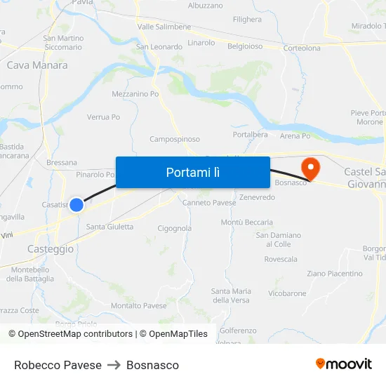 Robecco Pavese to Bosnasco map