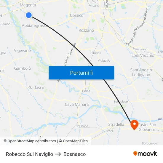 Robecco Sul Naviglio to Bosnasco map