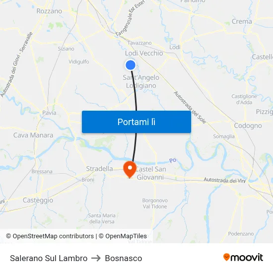 Salerano Sul Lambro to Bosnasco map