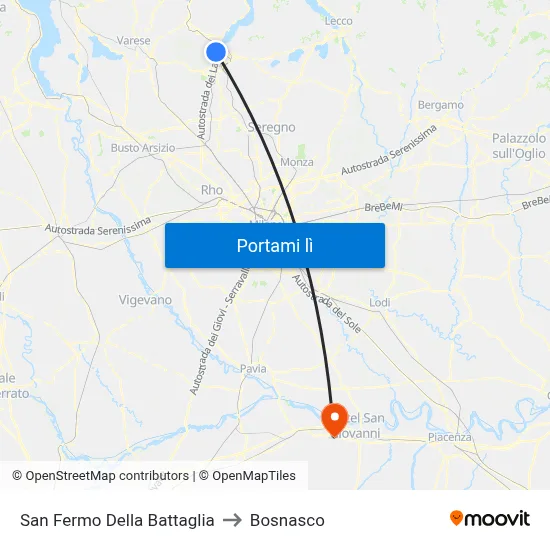 San Fermo Della Battaglia to Bosnasco map
