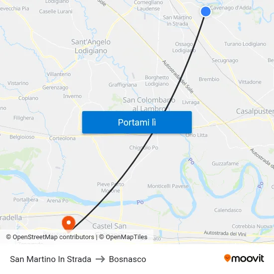 San Martino In Strada to Bosnasco map
