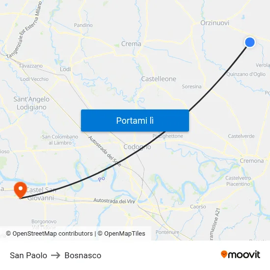 San Paolo to Bosnasco map