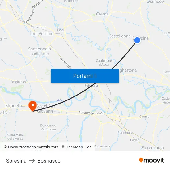 Soresina to Bosnasco map