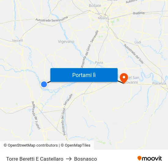 Torre Beretti E Castellaro to Bosnasco map