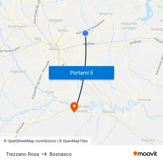 Trezzano Rosa to Bosnasco map