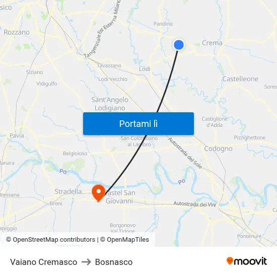 Vaiano Cremasco to Bosnasco map