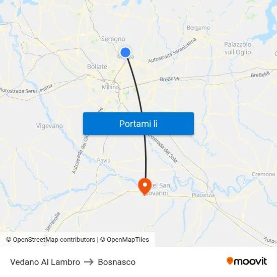 Vedano Al Lambro to Bosnasco map