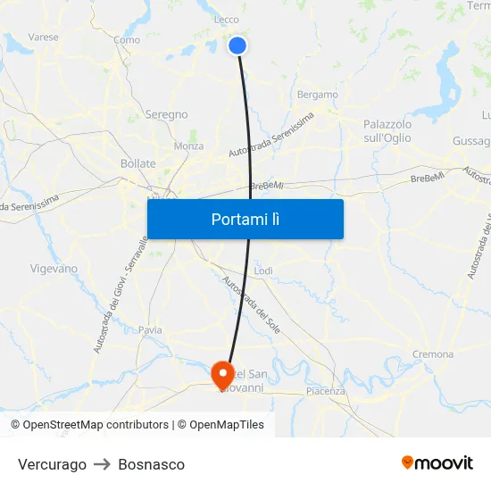 Vercurago to Bosnasco map