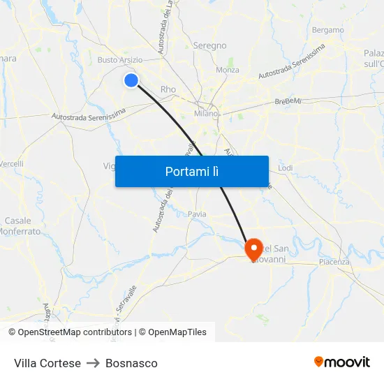 Villa Cortese to Bosnasco map