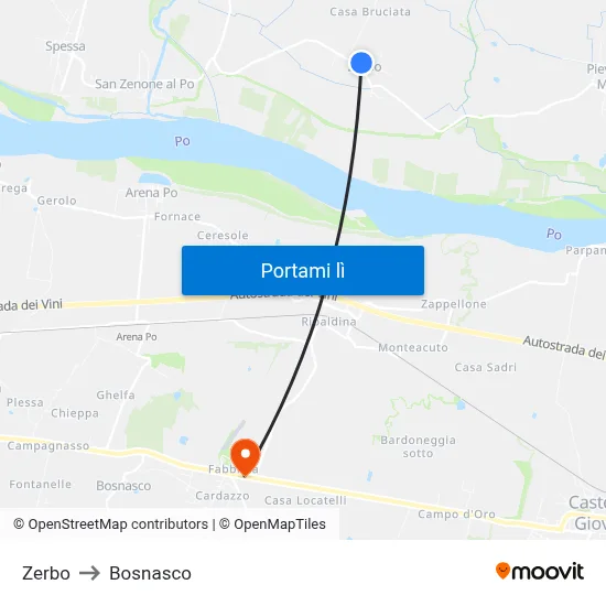 Zerbo to Bosnasco map