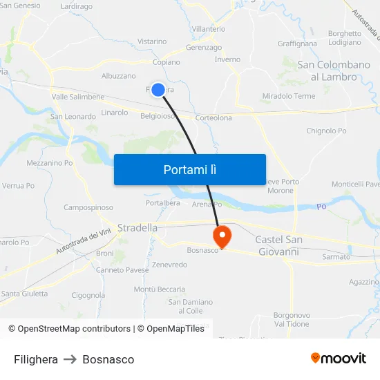 Filighera to Bosnasco map