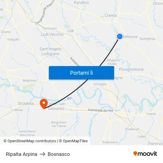 Ripalta Arpina to Bosnasco map