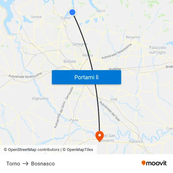 Torno to Bosnasco map