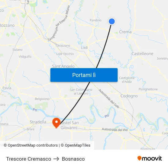 Trescore Cremasco to Bosnasco map