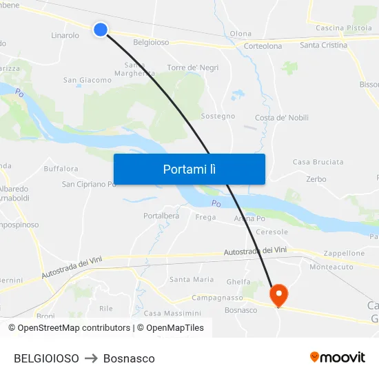BELGIOIOSO to Bosnasco map