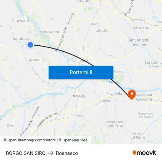 BORGO SAN SIRO to Bosnasco map