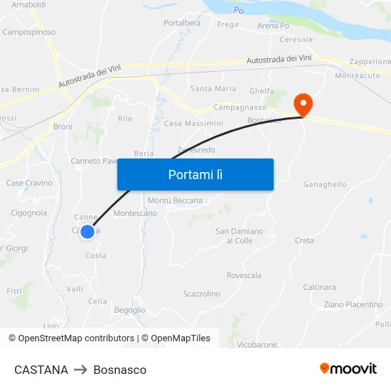 CASTANA to Bosnasco map