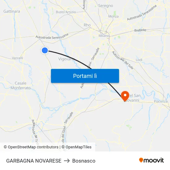 GARBAGNA NOVARESE to Bosnasco map
