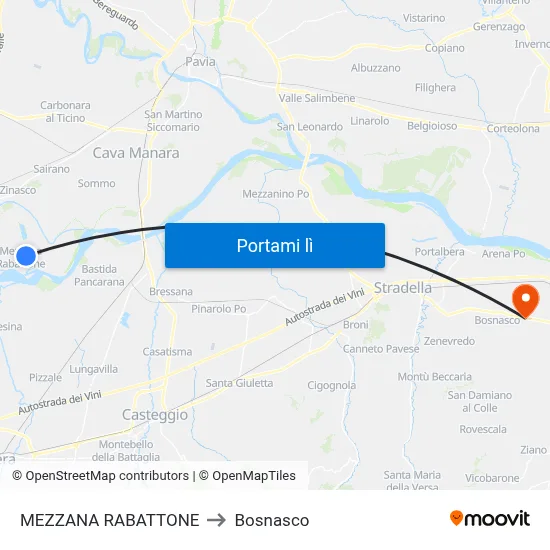 MEZZANA RABATTONE to Bosnasco map