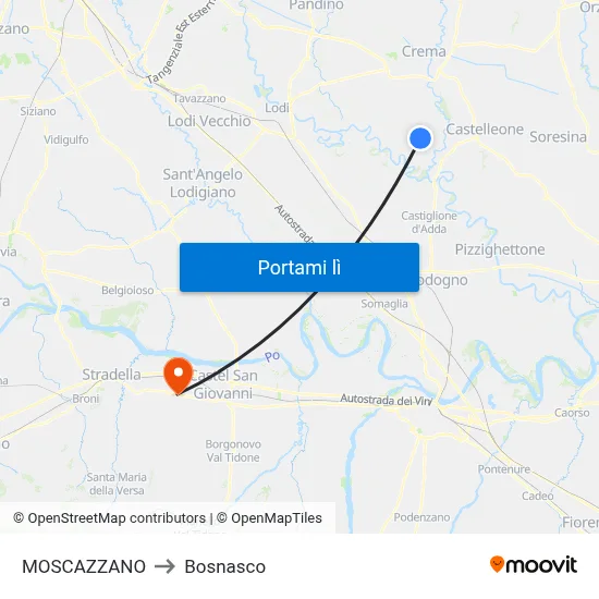 MOSCAZZANO to Bosnasco map