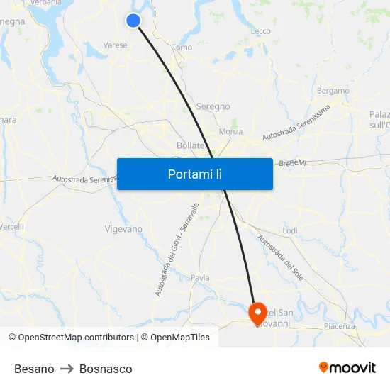 Besano to Bosnasco map