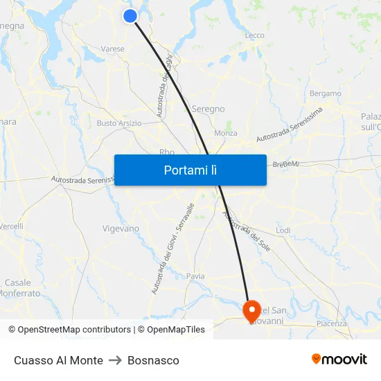 Cuasso Al Monte to Bosnasco map