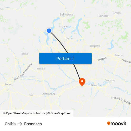 Ghiffa to Bosnasco map