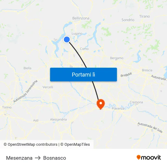 Mesenzana to Bosnasco map