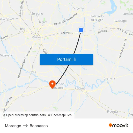 Morengo to Bosnasco map