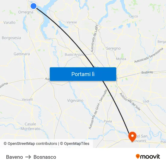 Baveno to Bosnasco map