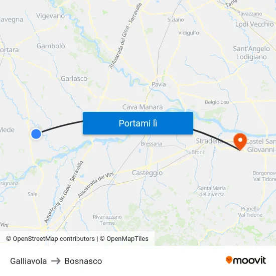 Galliavola to Bosnasco map