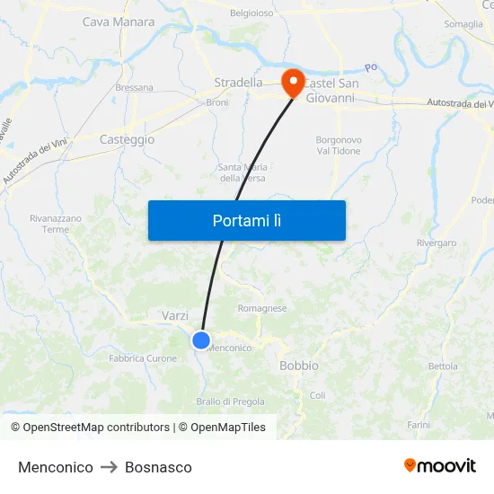 Menconico to Bosnasco map