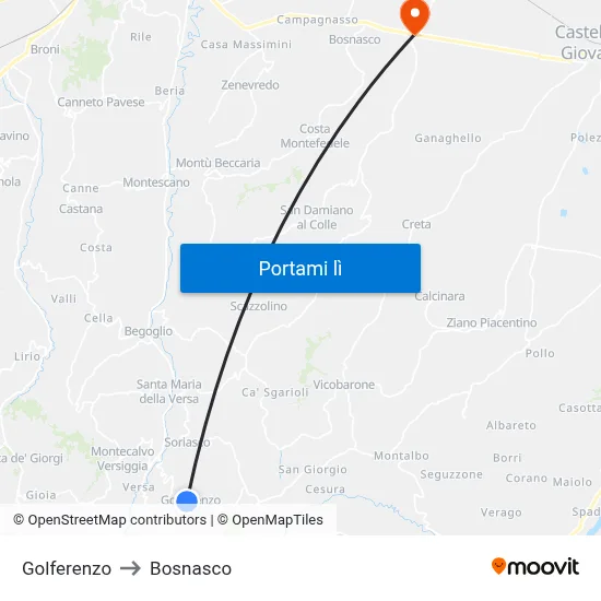 Golferenzo to Bosnasco map