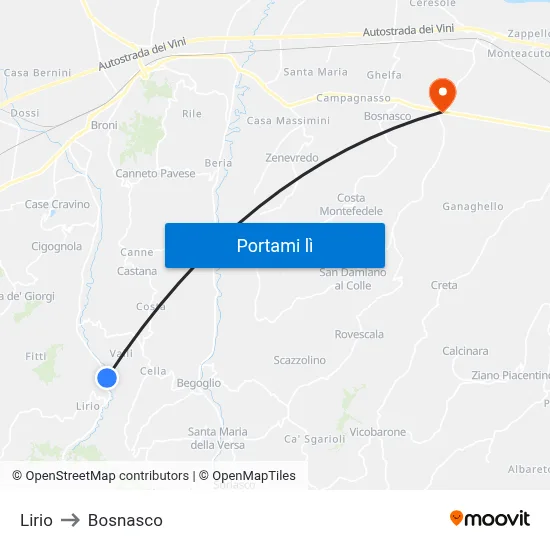 Lirio to Bosnasco map