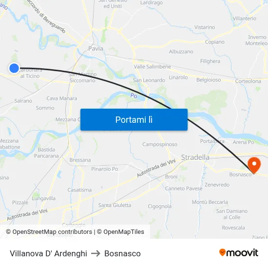 Villanova D' Ardenghi to Bosnasco map