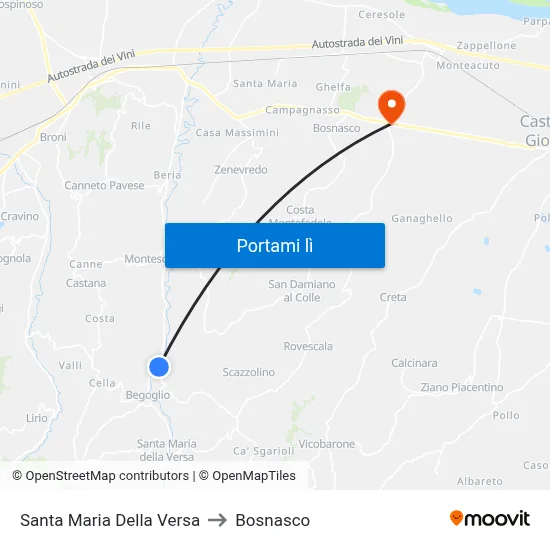 Santa Maria Della Versa to Bosnasco map