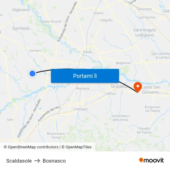Scaldasole to Bosnasco map