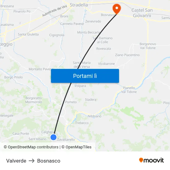 Valverde to Bosnasco map