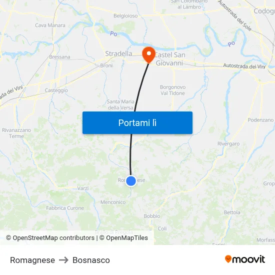 Romagnese to Bosnasco map
