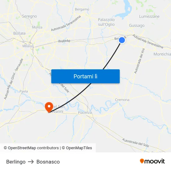 Berlingo to Bosnasco map