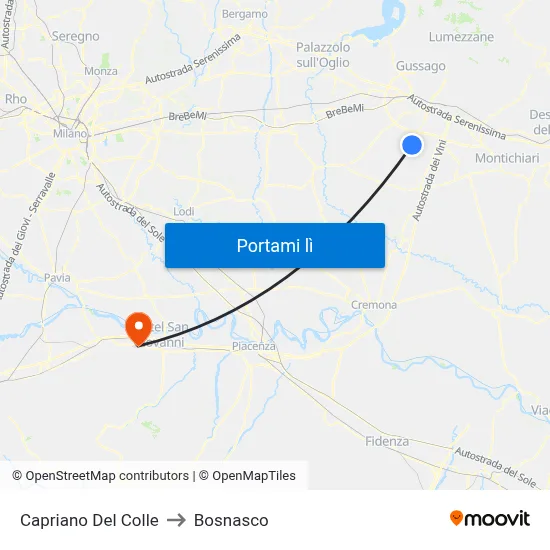 Capriano Del Colle to Bosnasco map