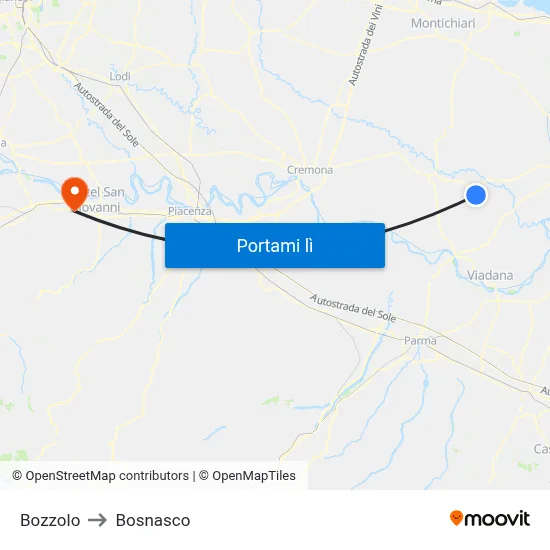 Bozzolo to Bosnasco map