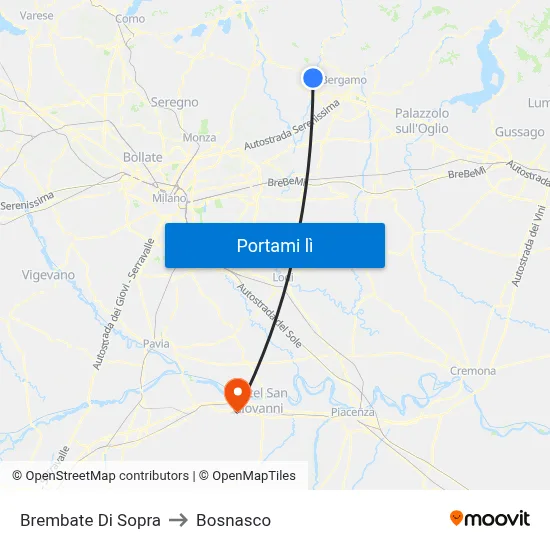 Brembate Di Sopra to Bosnasco map