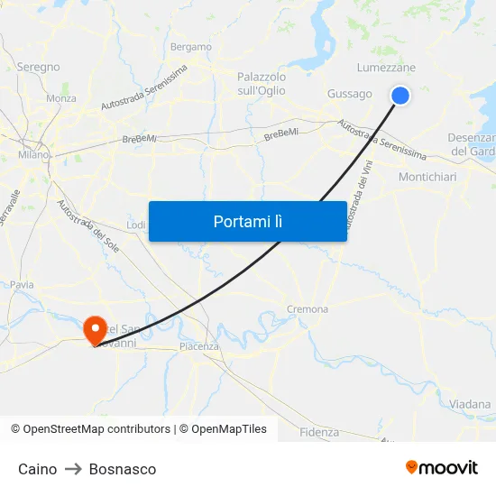 Caino to Bosnasco map