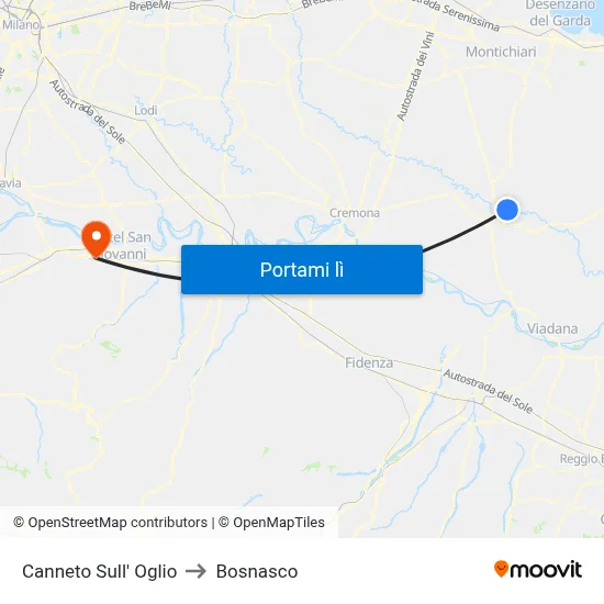 Canneto Sull' Oglio to Bosnasco map