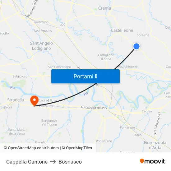Cappella Cantone to Bosnasco map